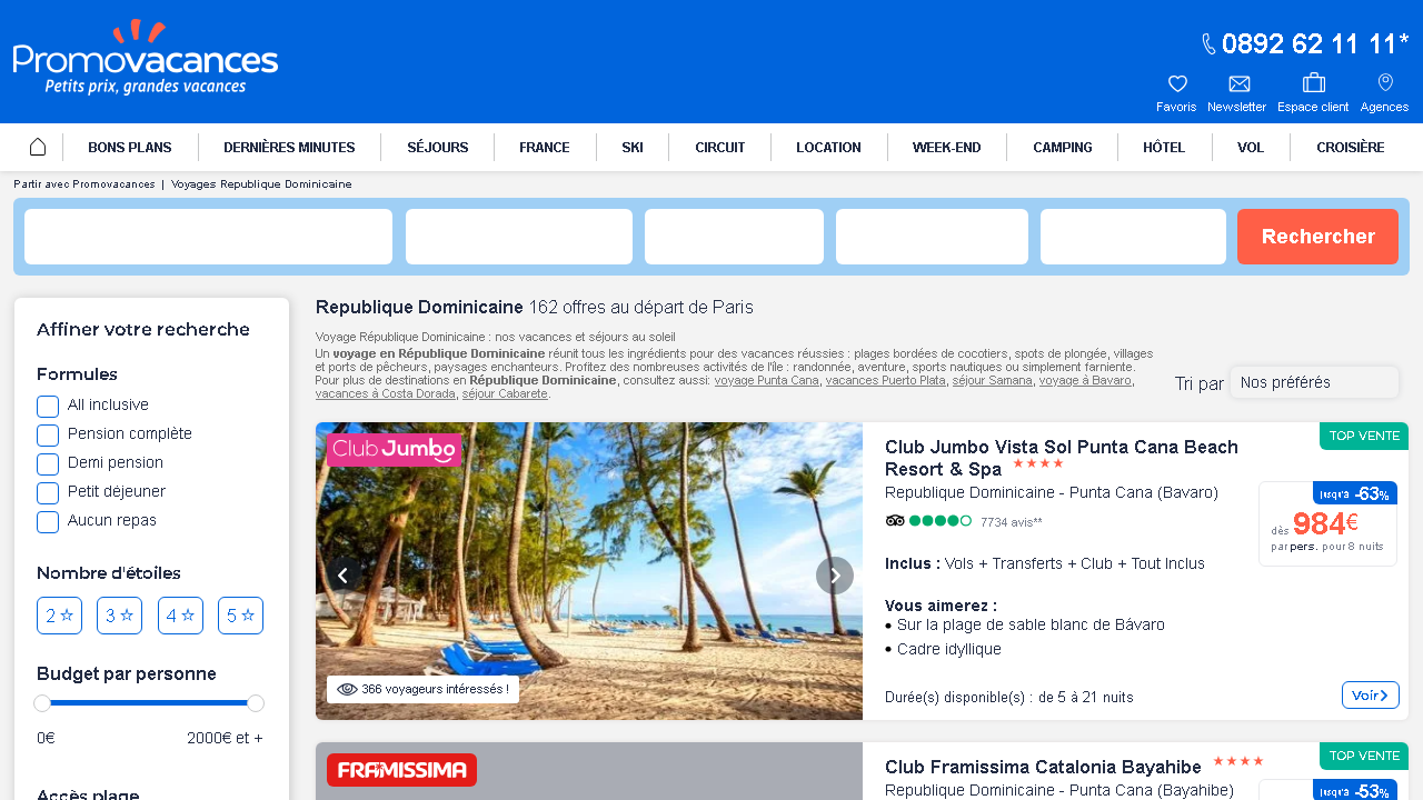 Capture d'écran de http://republiquedominicaine.promovacances.com/